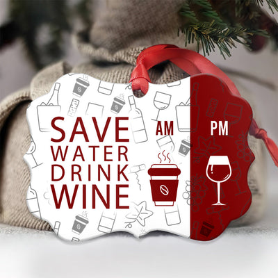 Wine Save Water Drink Wine - Horizontal Ornament - Owls Matrix LTD