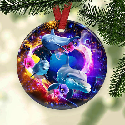 Dolphin Beautiful Magical Amazing Style - Circle Ornament - Owls Matrix LTD