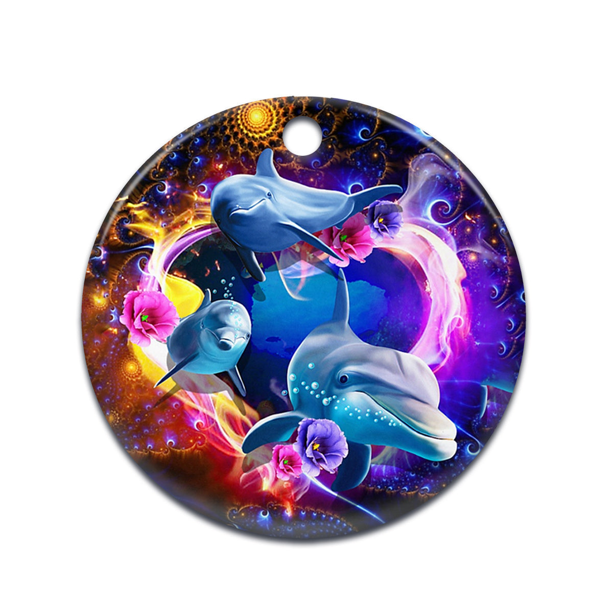 Dolphin Beautiful Magical Amazing Style - Circle Ornament - Owls Matrix LTD