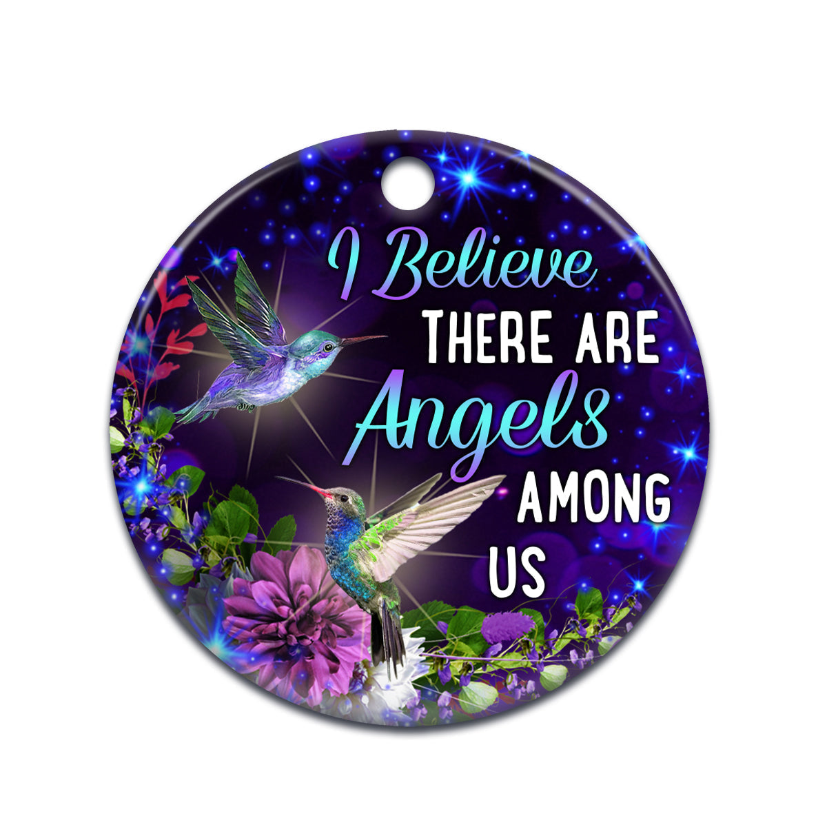 Hummingbird Memorial Angels Among Us - Circle Ornament - Owls Matrix LTD