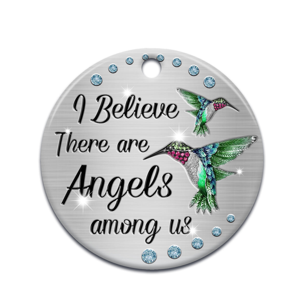 Hummingbird Memorial Angels Among Us Jewelry Style - Circle Ornament - Owls Matrix LTD