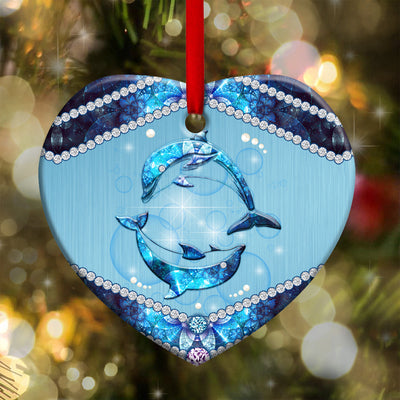 Dolphin Lover Jewelry Style - Heart Ornament - Owls Matrix LTD