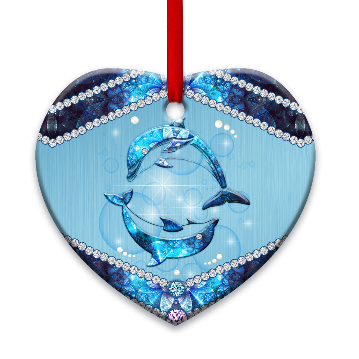 Dolphin Lover Jewelry Style - Heart Ornament - Owls Matrix LTD