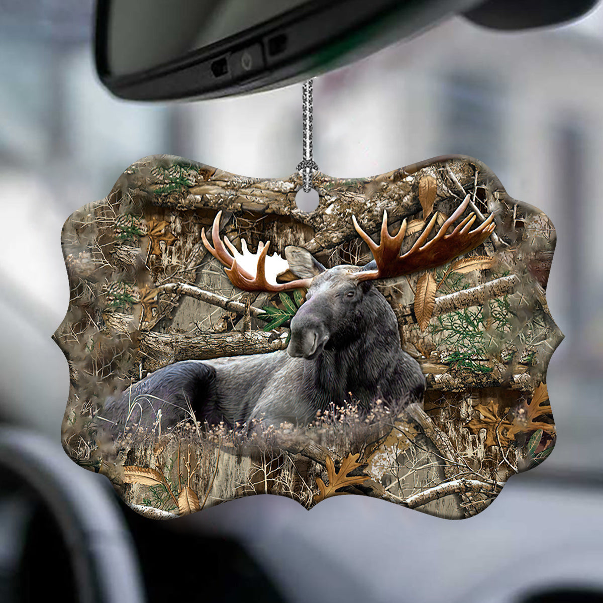Hunting Moose Hunting In The Forest - Horizontal Ornament - Owls Matrix LTD