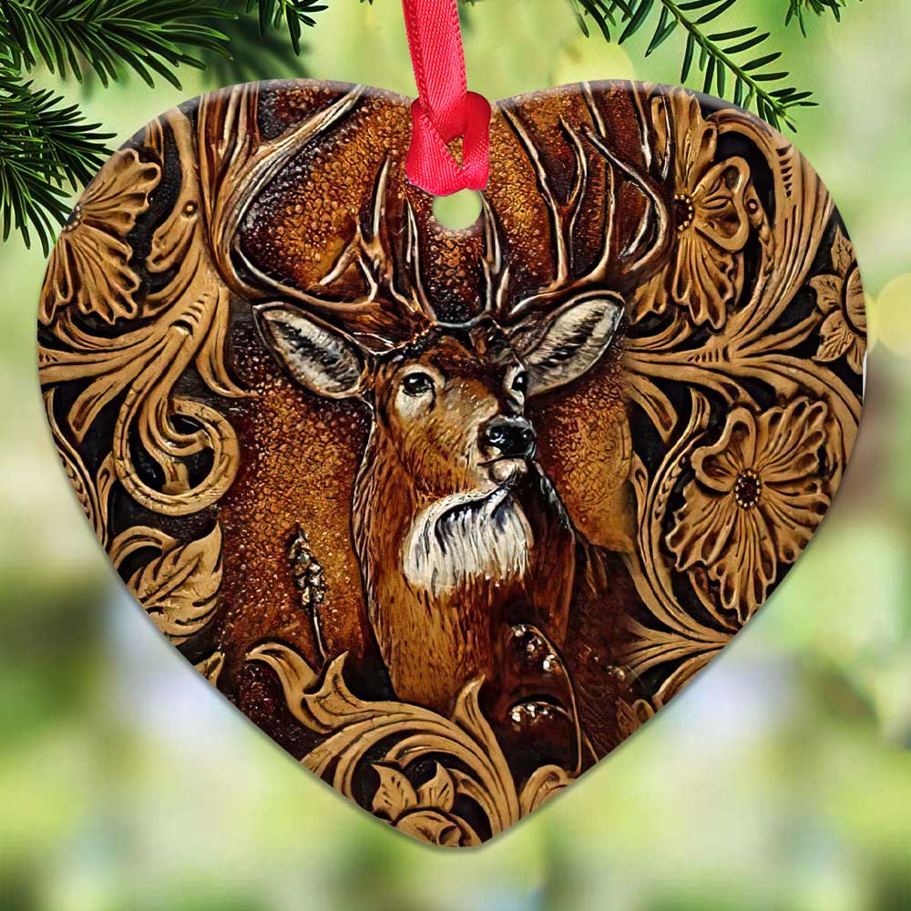 Hunting Wooden Style For Deer Hunting Lovers - Heart Ornament - Owls Matrix LTD
