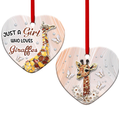 Giraffe Just A Girl Who Loves Giraffes - Heart Ornament - Owls Matrix LTD