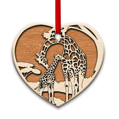 Giraffe Mom And Baby So Lovely - Heart Ornament - Owls Matrix LTD