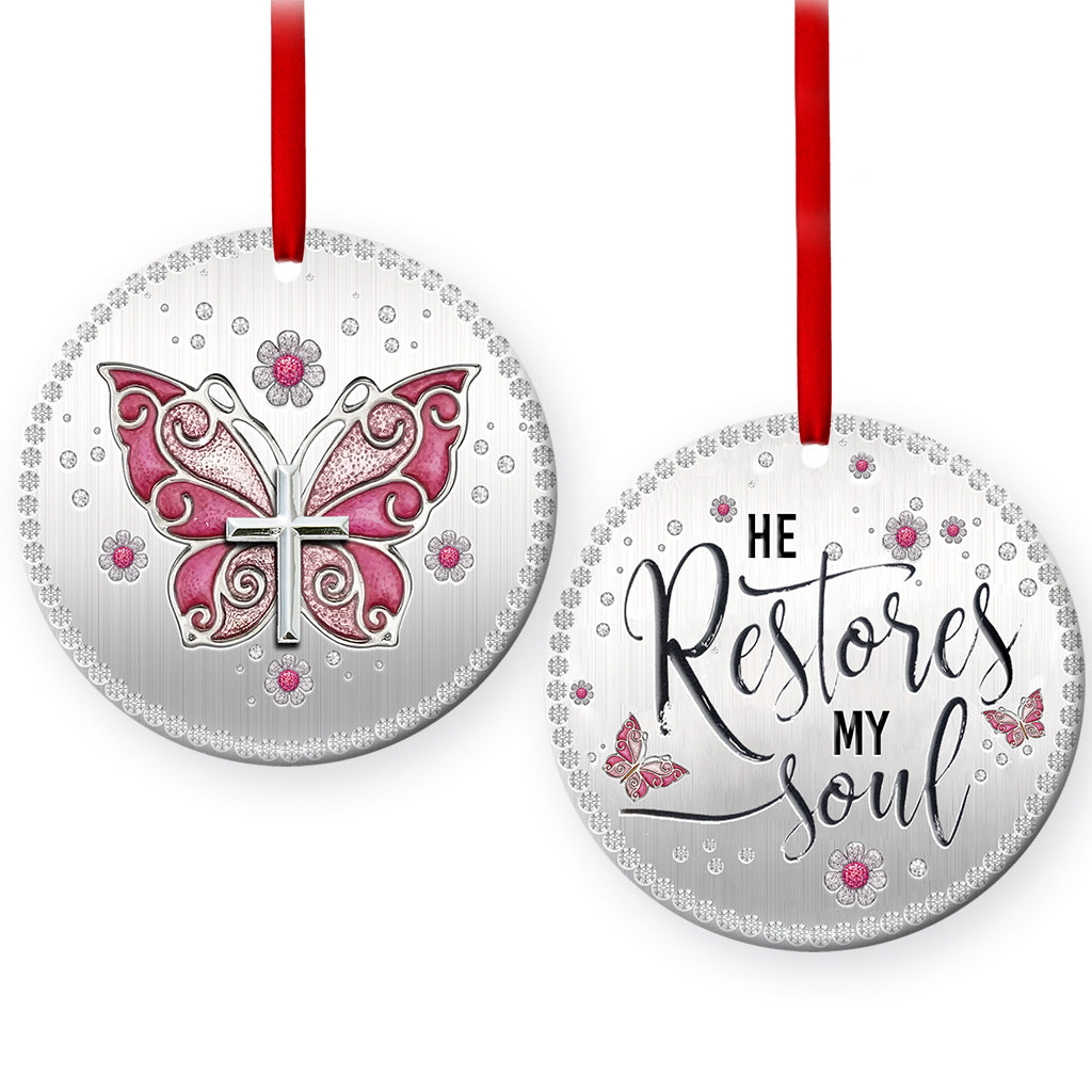 Pack 1 Butterfly Faith Restores My Soul - Circle Ornament - Owls Matrix LTD