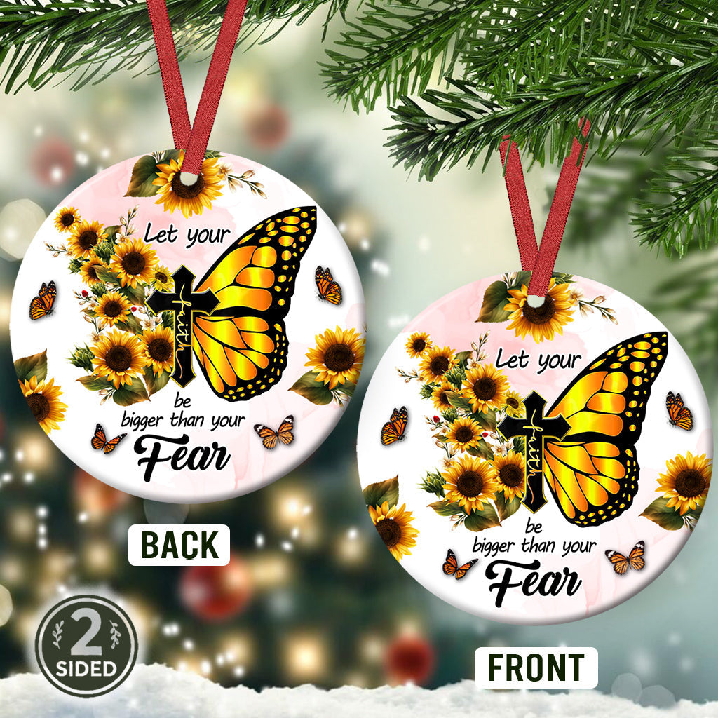 Butterfly Faith Sunflower Style - Circle Ornament - Owls Matrix LTD