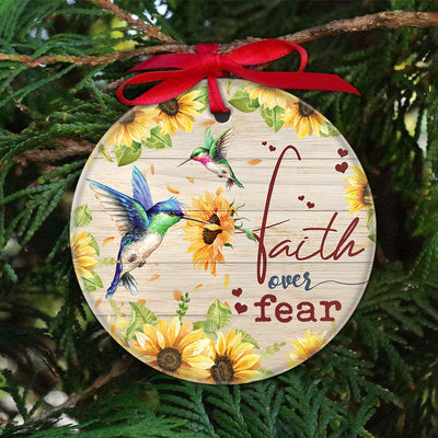Hummingbird Faith Over Fear - Circle Ornament - Owls Matrix LTD