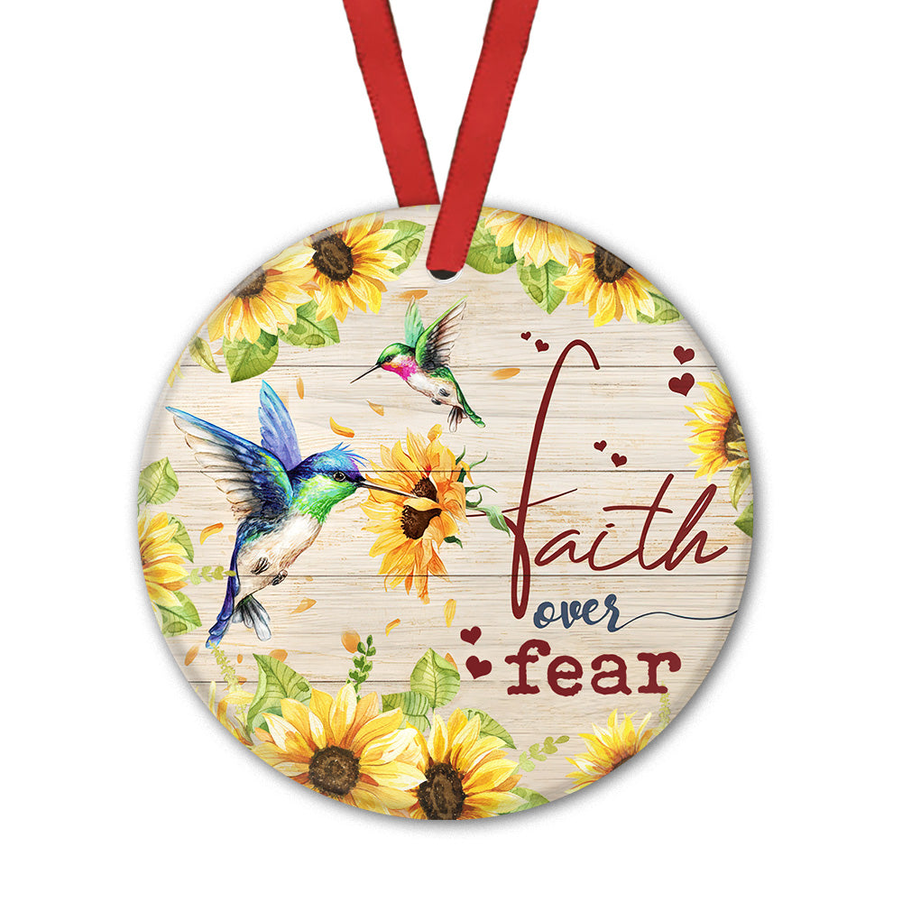 Hummingbird Faith Over Fear - Circle Ornament - Owls Matrix LTD