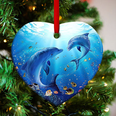 Dolphin To My Daughter My Little Girl - Heart Ornament - Owls Matrix LTD