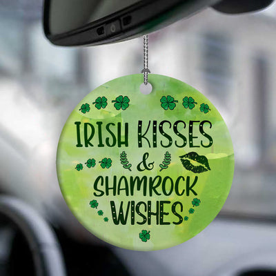 St. Patrick's Day Gnome Irish Kisses And Shamrock Wishes - Circle Ornament - Owls Matrix LTD