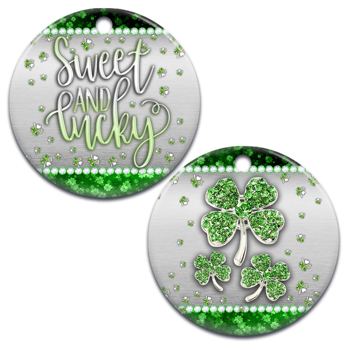 Patrick's Day Jewelry Clover Sweet And Lucky - Circle Ornament - Owls Matrix LTD