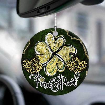 St Patricks Day Marble Clover Pinch Proof - Circle Ornament - Owls Matrix LTD
