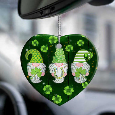 St. Patrick's Day Gnome Irish Kisses And Shamrock Wishes - Heart Ornament - Owls Matrix LTD