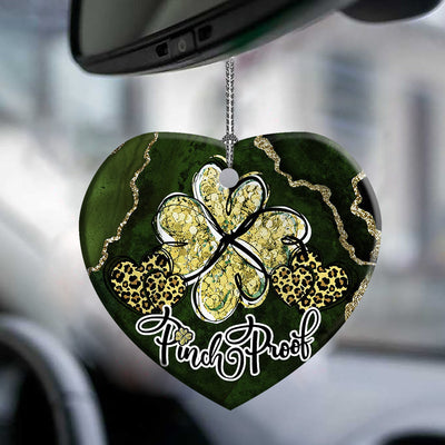 St Patricks Day Marble Clover Pinch Proof - Heart Ornament - Owls Matrix LTD