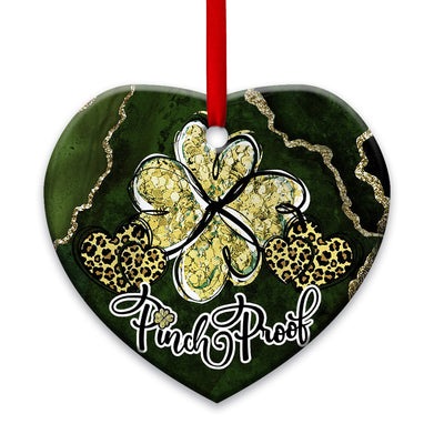 Patrick's Day Marble Clover Pinch Proof - Heart Ornament - Owls Matrix LTD
