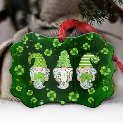 St. Patrick's Day Gnome Irish Kisses And Shamrock Wishes - Horizontal Ornament - Owls Matrix LTD