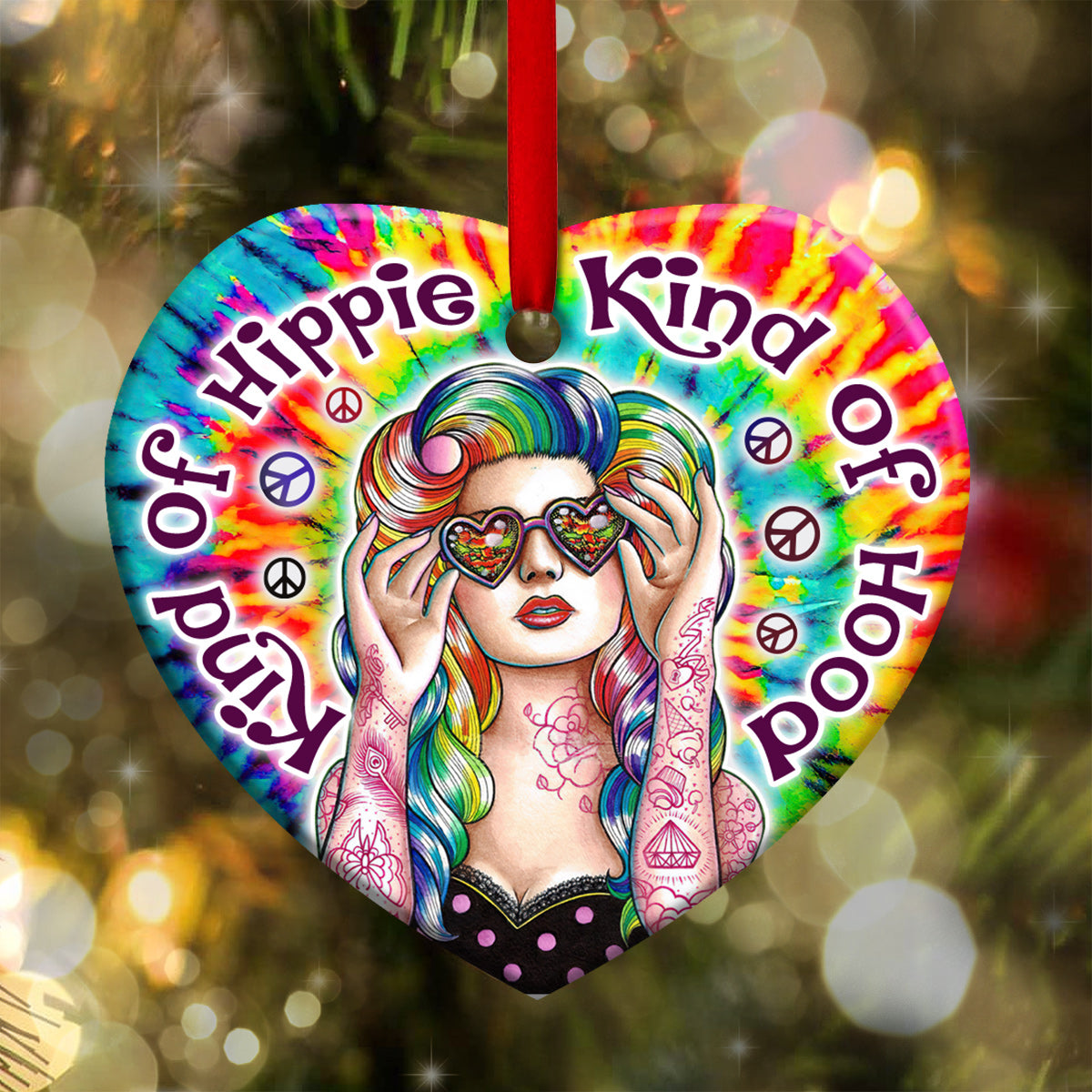 Hippie Kind Of Hippie Kind Of Hood - Heart Ornament - Owls Matrix LTD