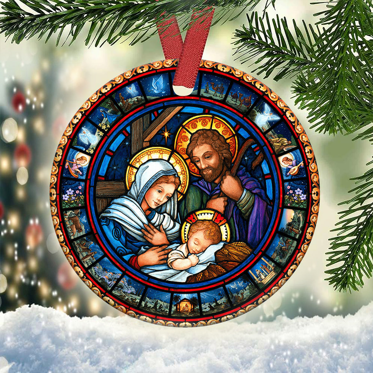 Jesus Nativity The Lover - Circle Ornament - Owls Matrix LTD