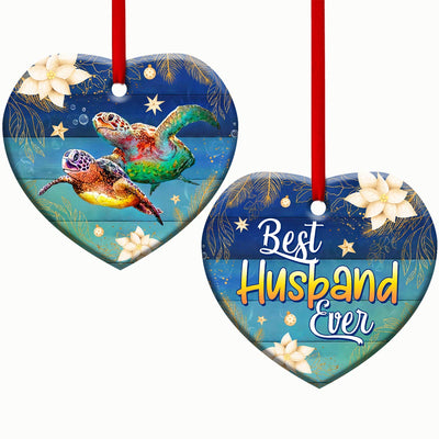 Turtle Best Husband Ever - Heart Ornament - Owls Matrix LTD