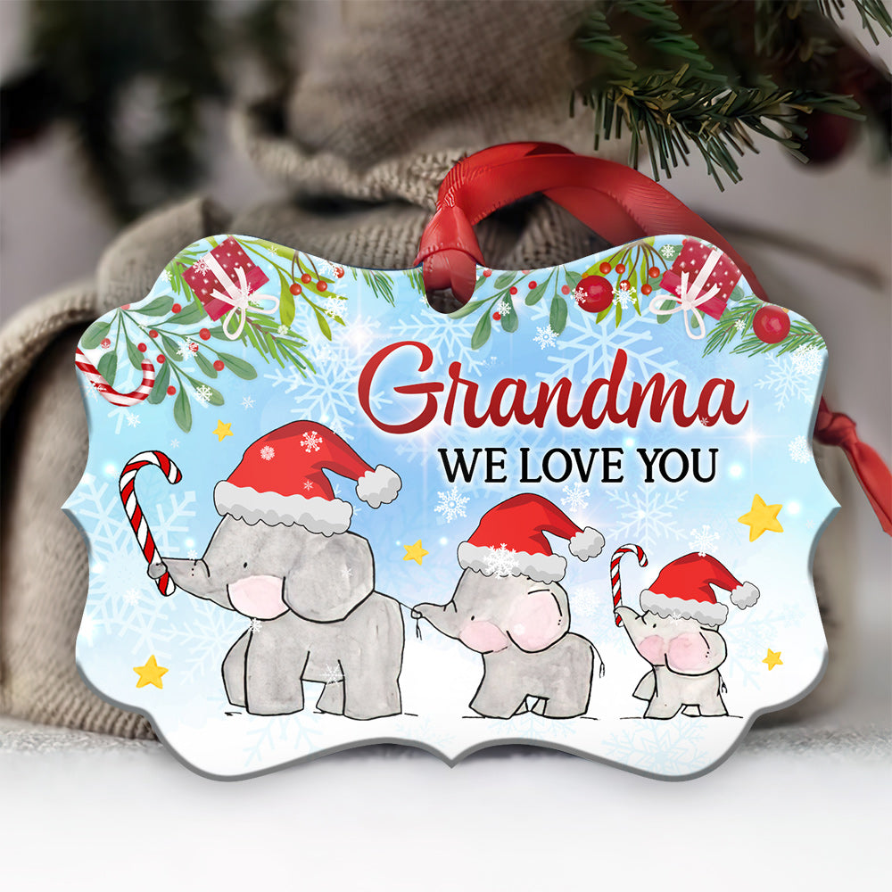 Elephant Grandma We Love You - Horizontal Ornament - Owls Matrix LTD