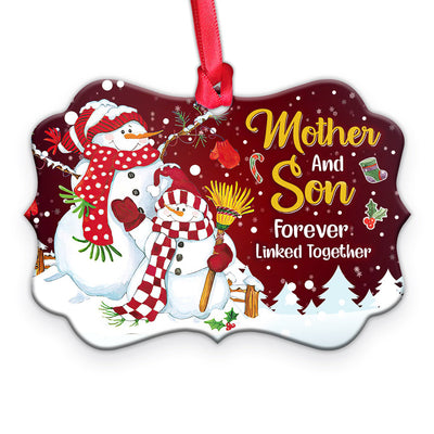 Snowman Mother And Son Forever Linked Together - Horizontal Ornament - Owls Matrix LTD