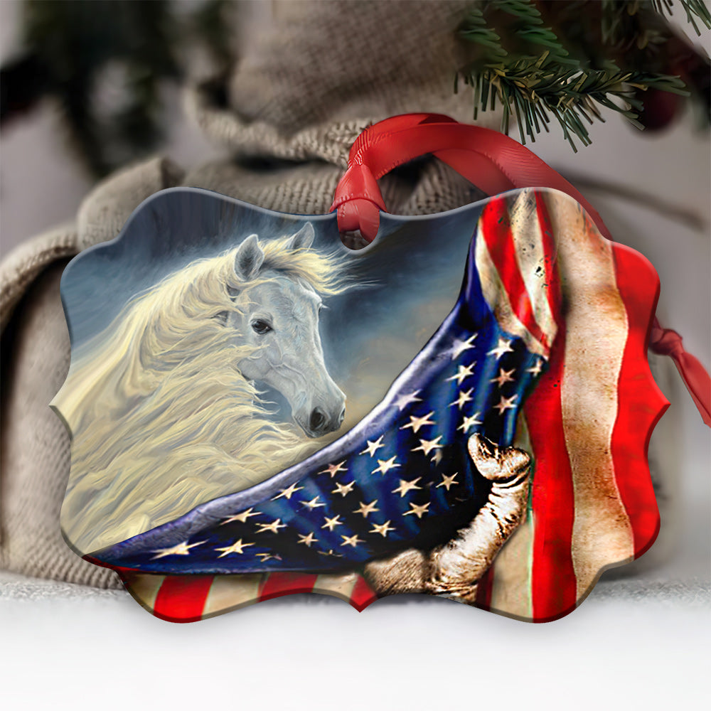 Horse American Patriot Style - Horizontal Ornament - Owls Matrix LTD