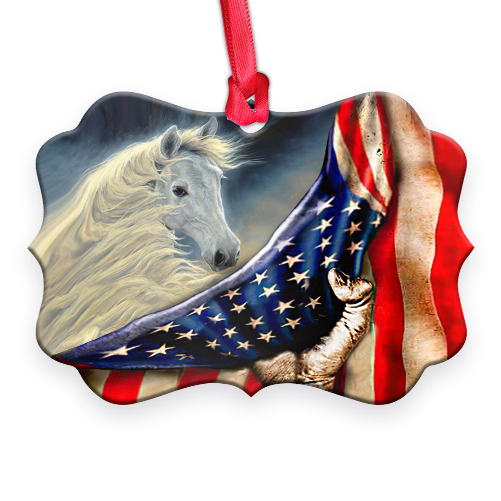 Horse American Patriot Style - Horizontal Ornament - Owls Matrix LTD