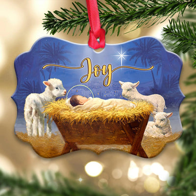 Jesus Nativity Joy Style - Horizontal Ornament - Owls Matrix LTD