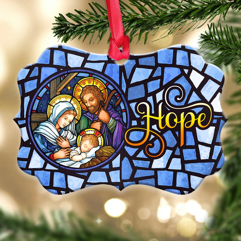 Jesus Nativity Hope Beautiful Style - Horizontal Ornament - Owls Matrix LTD