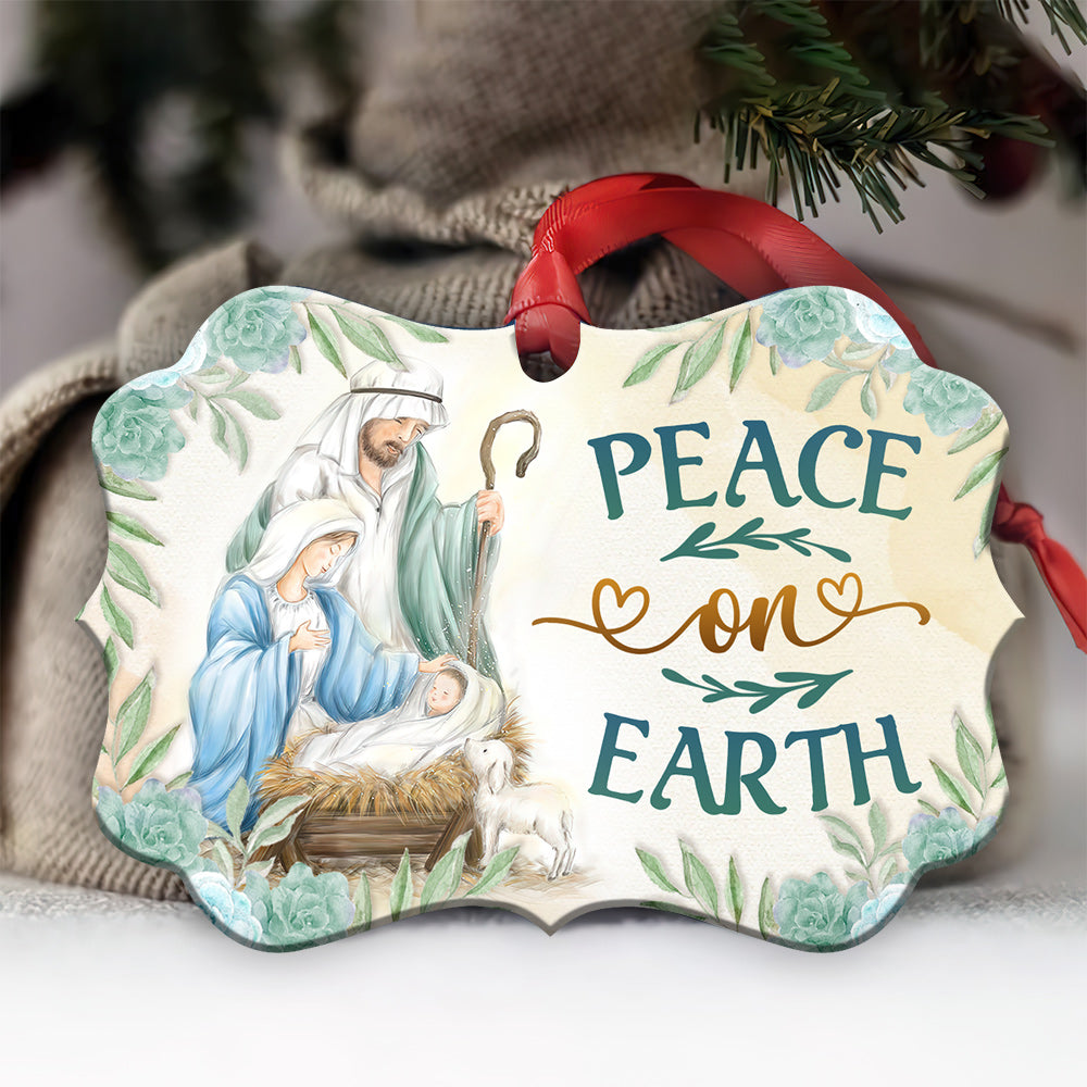 Jesus Peace On Earth - Horizontal Ornament - Owls Matrix LTD