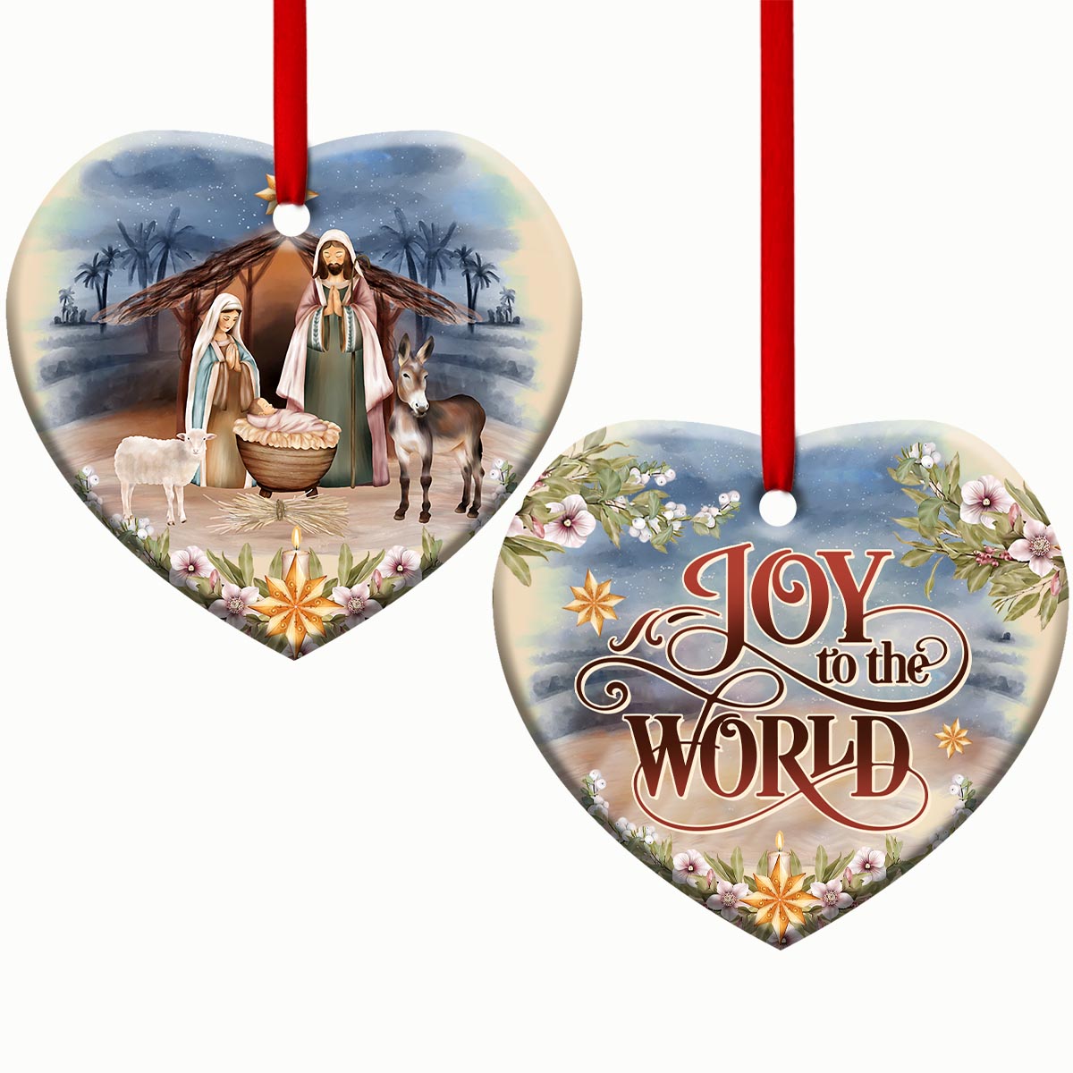 Jesus Joy To The World - Heart Ornament - Owls Matrix LTD