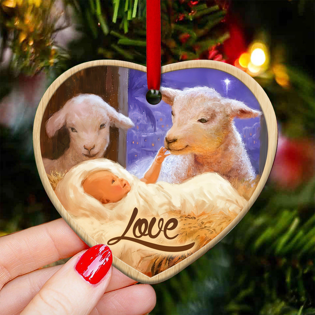 Jesus Nativity Love Classic - Heart Ornament - Owls Matrix LTD