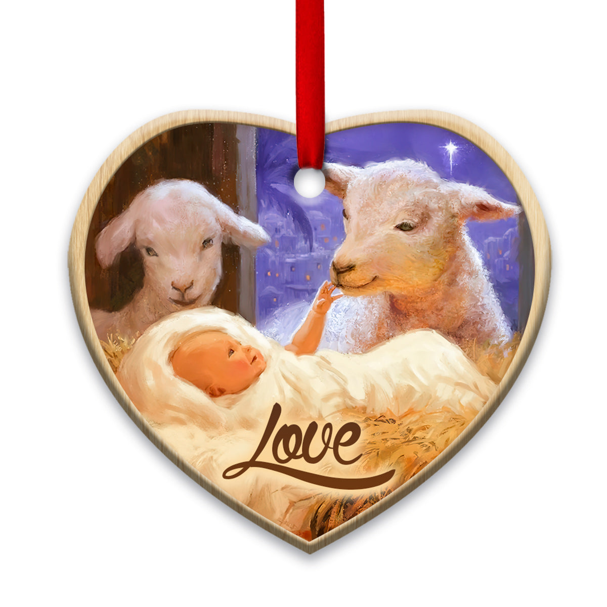 Jesus Nativity Love Classic - Heart Ornament - Owls Matrix LTD