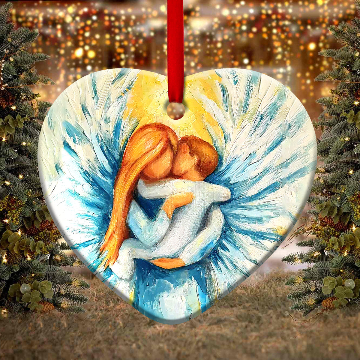 Angel Mom And Baby So Lovely - Heart Ornament - Owls Matrix LTD