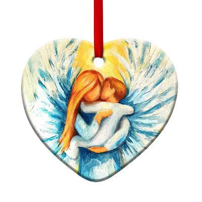 Angel Mom And Baby So Lovely - Heart Ornament - Owls Matrix LTD