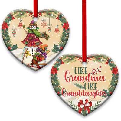 Family Like Grandma Like Granddaughter - Heart Ornament - Owls Matrix LTD