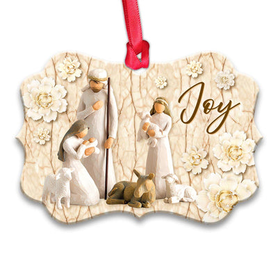 Jesus Nativity Joy Basic Style - Horizontal Ornament - Owls Matrix LTD