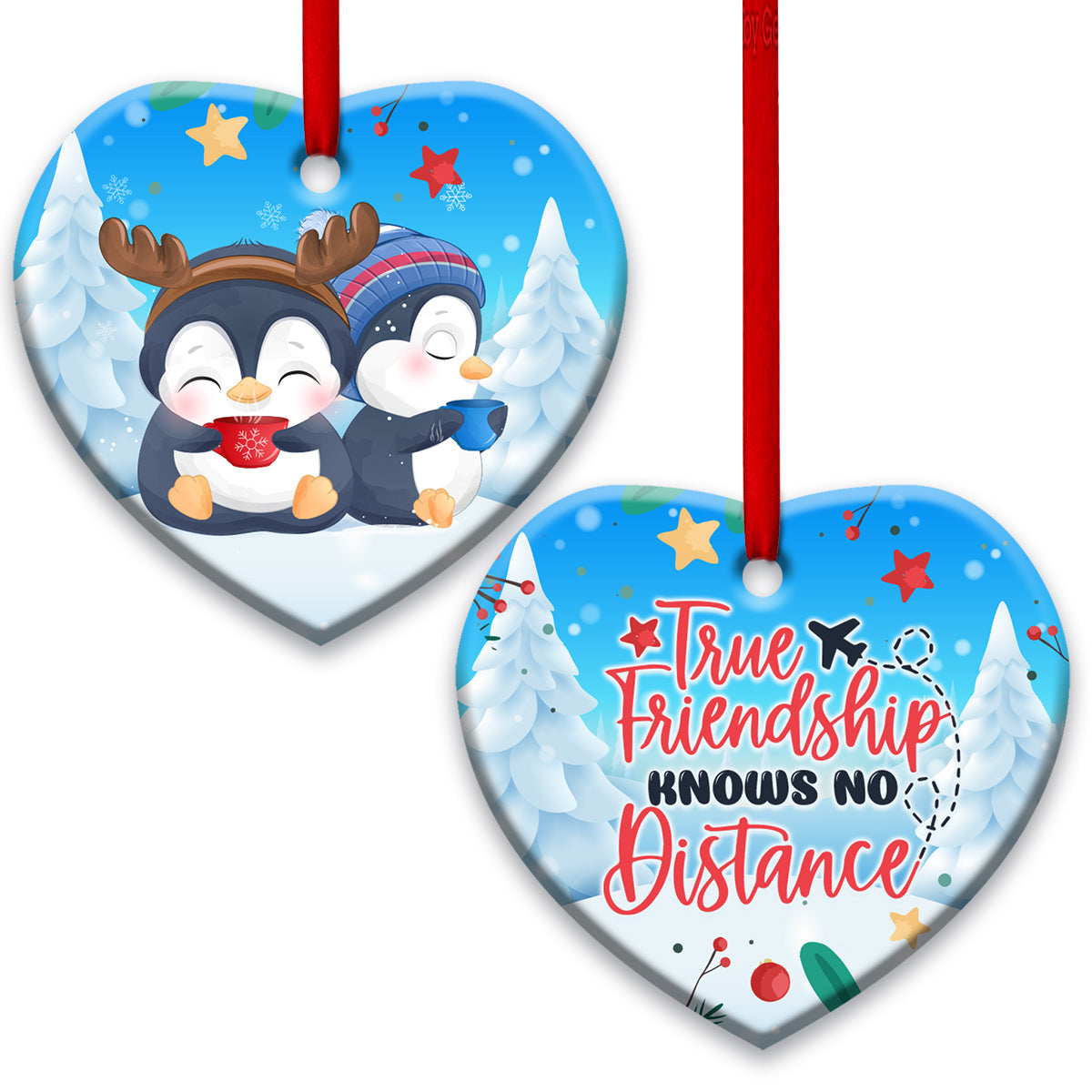 Penguin Bestie True Friendship - Heart Ornament - Owls Matrix LTD