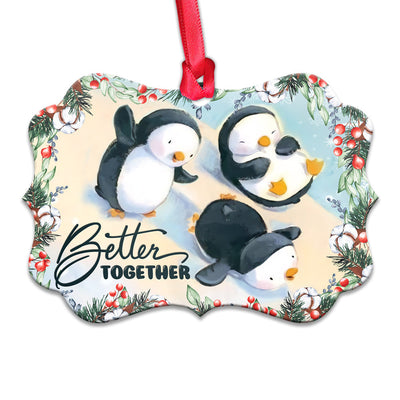 Penguin Bestie Better Together - Horizontal Ornament - Owls Matrix LTD