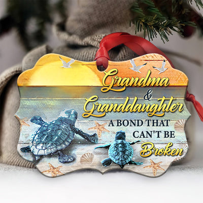 Turtle Grandma And Granddaughter - Horizontal Ornament - Owls Matrix LTD