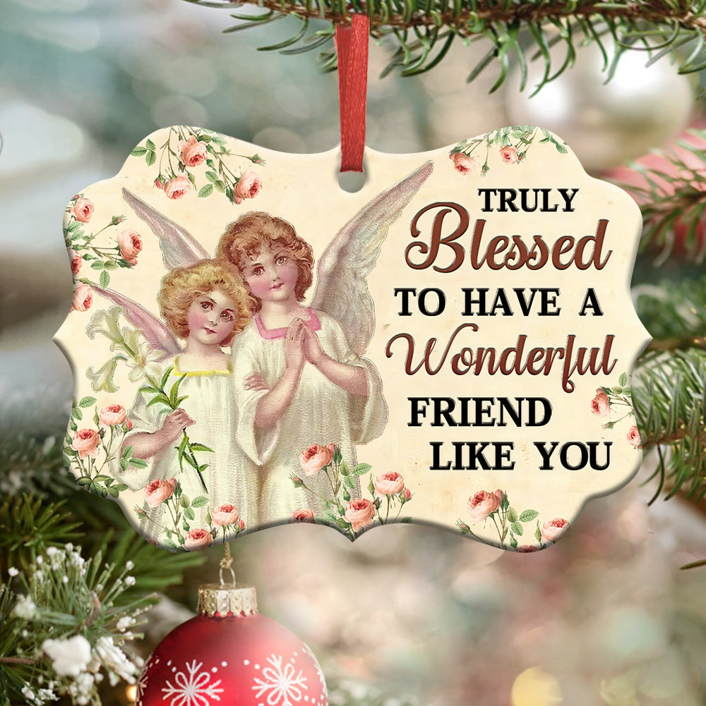 Jesus Angel Truly Blessed To Have A Wonderful Friend Like You - Horizontal Ornament - Owls Matrix LTD