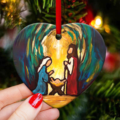 Jesus Nativity In My Mind - Heart Ornament - Owls Matrix LTD