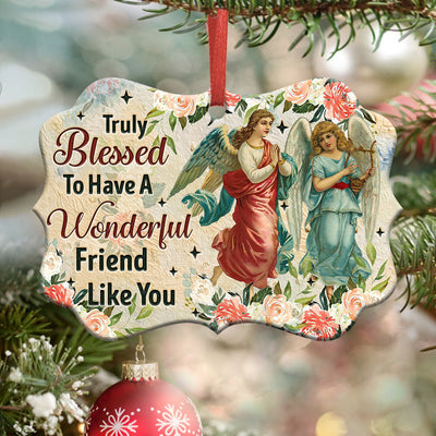Angel Truly Blessed To Have A Wonderful Friend Like You - Horizontal Ornament - Owls Matrix LTD