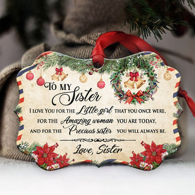 Family Christmas Letter To My Sister - Horizontal Ornament - Owls Matrix LTD