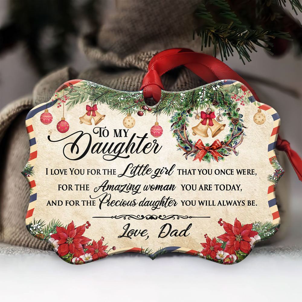 Family Christmas Letter Dad To Daughter - Horizontal Ornament - Owls Matrix LTD