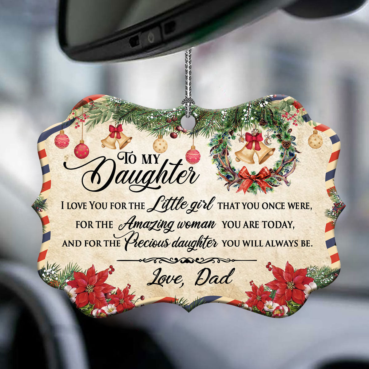 Family Christmas Letter Dad To Daughter - Horizontal Ornament - Owls Matrix LTD