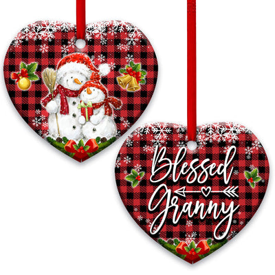 Snowman For My Grandma Blessed Granny - Heart Ornament - Owls Matrix LTD